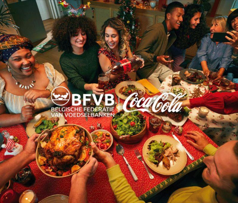 COCA‑COLA OFFRE 10 000 REPAS.  En collaboration avec la Fédération belge des Banques alimentaires, nous avons organisé une grande tablée pour Noël